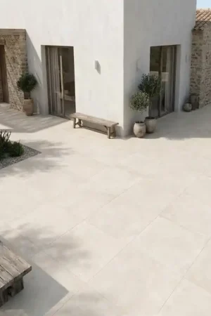Carrelage VIDA CREMA effet béton ciré blanc cassé 120x120 R10 Dernier Modèle